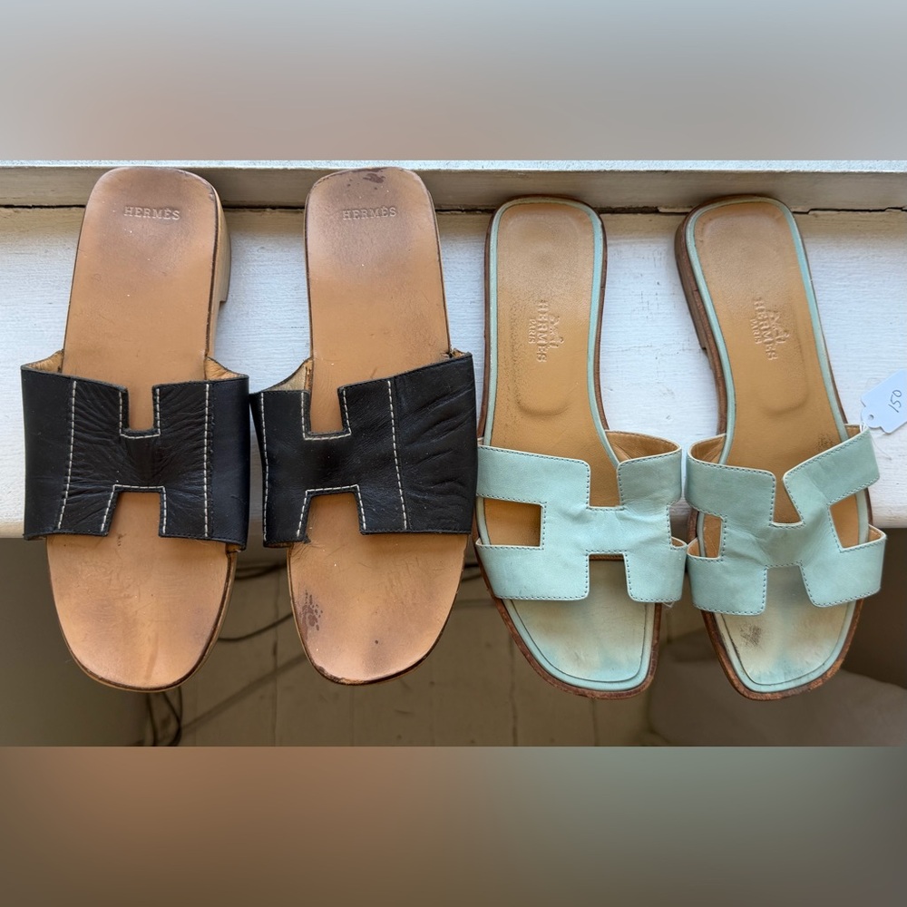 Two pairs of Hermes sandals Oran 6 and 6.5